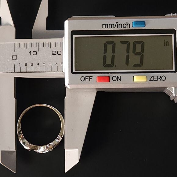 Two Hearts Rhinestone Statement ring, Sterling Silver Ring, Size 6 - Picture 6 of 10